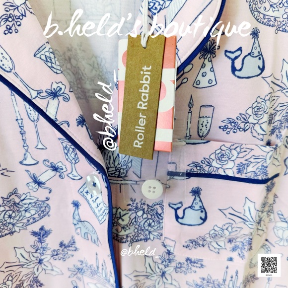 Roller Rabbit Party Toile Polo Pajamas in Pink Size Small (S) Brand New NWT - Picture 5 of 14